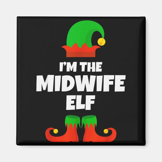 I'm The Midwife Elf Family Pajama Christmas Funny  Magnet (Front)