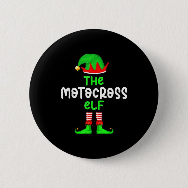 I'm The Motocross Elf Dirt Bike Christmas Matching 6 Cm Round Badge (Front)