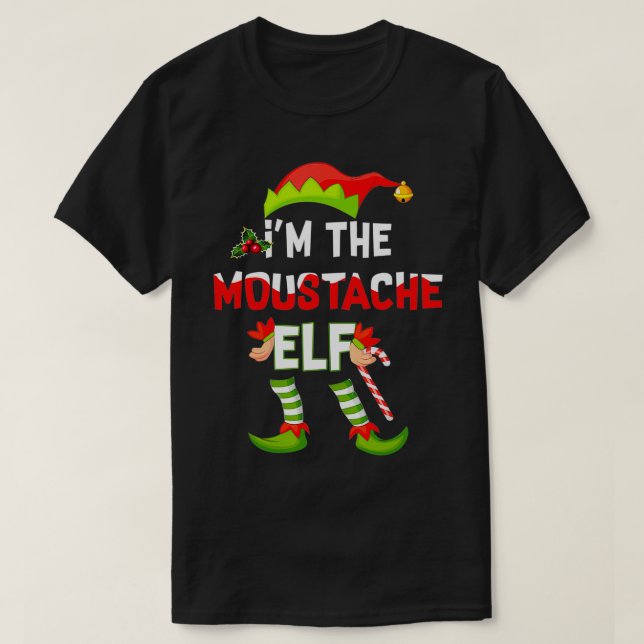 I'm The Moustache Elf Christmas Matching Pyjamas  T-Shirt (Design Front)