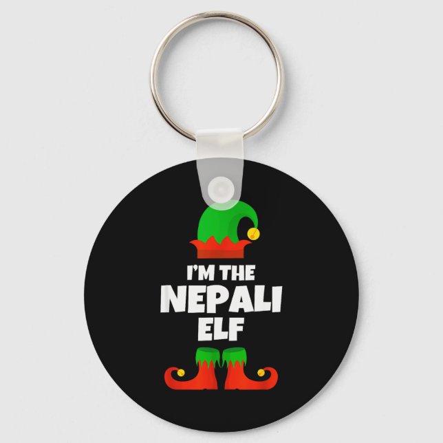 I'm The Nepali Elf Family Pajama Christmas Funny N Key Ring (Front)