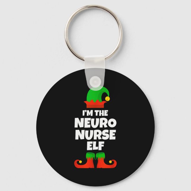 I'm The Neuro Nurse Elf Family Pajama Christmas Fu Key Ring (Front)
