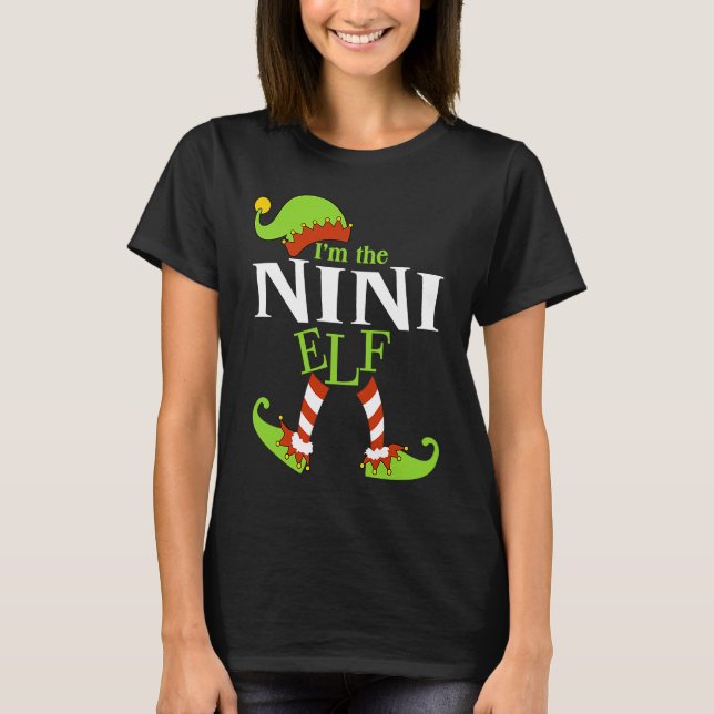 I'm The NINI Elf Family Group Matching PJ Christma T-Shirt (Front)