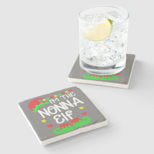 I'm The Nonna Elf Shirt Christmas Family Elf Costu Stone Coaster