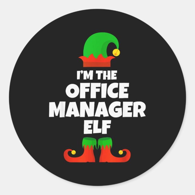 I'm The Office Manager Elf Family Pajama Christmas Classic Round Sticker (Front)