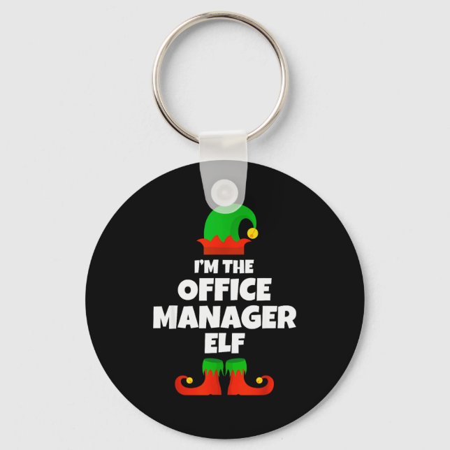 I'm The Office Manager Elf Family Pajama Christmas Key Ring (Front)
