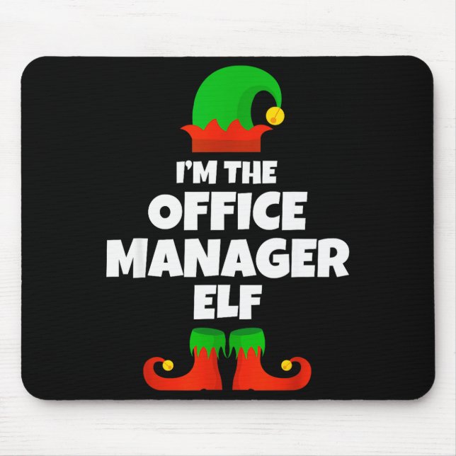 I'm The Office Manager Elf Family Pajama Christmas Mouse Mat (Front)