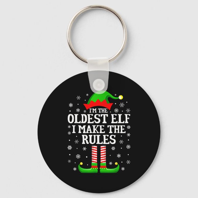 I'm The Oldest Elf Funny Christmas Family Matching Key Ring (Front)
