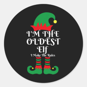I'm The Oldest Elf Santa Claus Helpers Matching Fa Classic Round Sticker