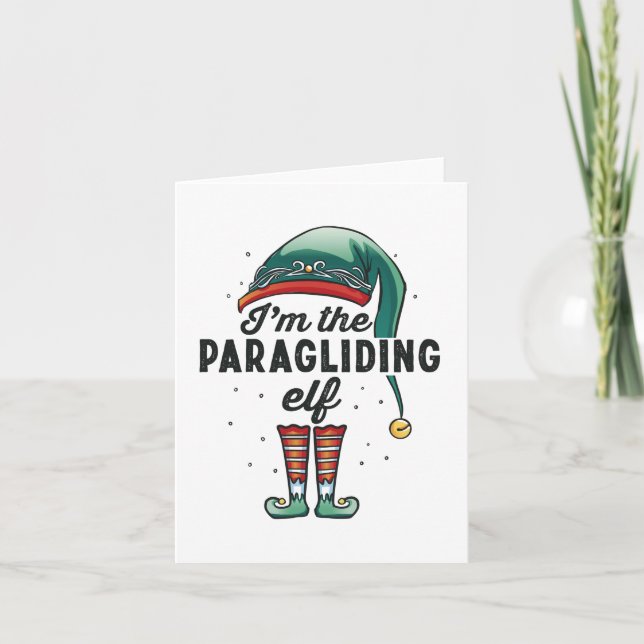 I'm the Paragliding Elf Christmas Gift Xmas Card (Front)