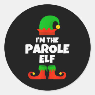 I'm The Parole Elf Family Pajama Christmas Officer Classic Round Sticker