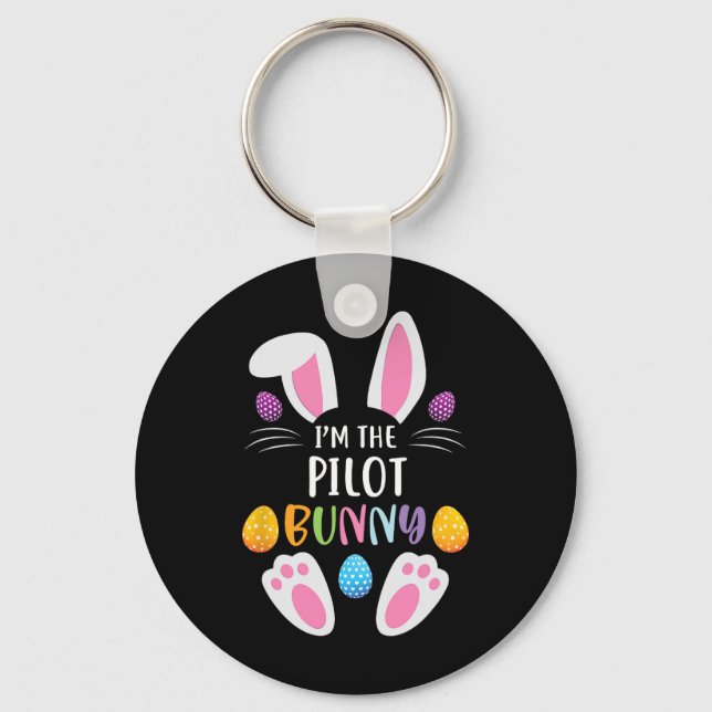 I'm The Pilot Bunny Funny Easter Day Rabbit  Key Ring (Front)