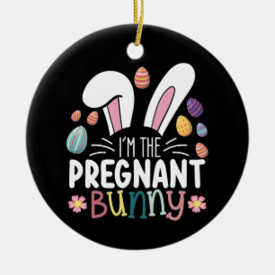 I'm The Pregnant Bunny Mum Easter Family Matching Ceramic Tree Decoration