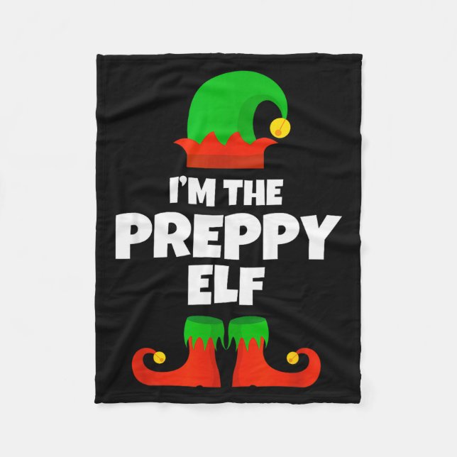 I'm The Preppy Elf Family Pajama Christmas Funny  Fleece Blanket (Front)