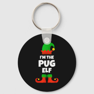 I'm The Pug Elf Family Pajama Christmas Funny Dog  Key Ring
