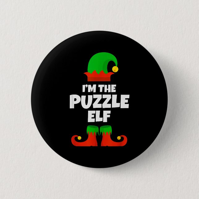 I'm The Puzzle Elf Family Pajama Christmas Funny  6 Cm Round Badge (Front)