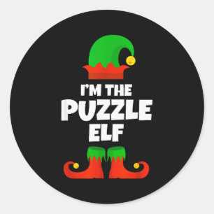 I'm The Puzzle Elf Family Pajama Christmas Funny  Classic Round Sticker