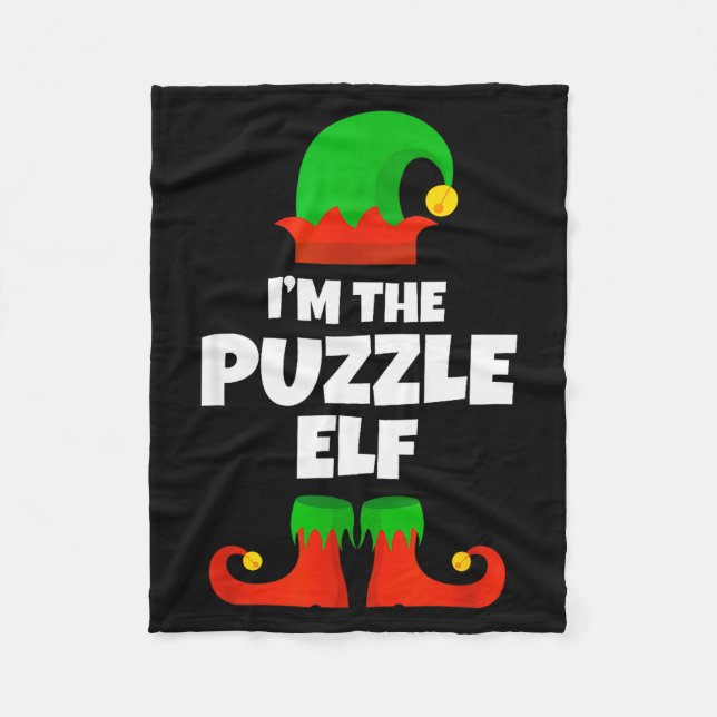 I'm The Puzzle Elf Family Pajama Christmas Funny  Fleece Blanket (Front)