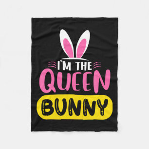 Im The Queen Bunny Rabbit Ears Egg Funny Easter D Fleece Blanket