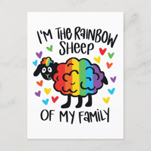 I'm the rainbow sheep of my family holiday postcard