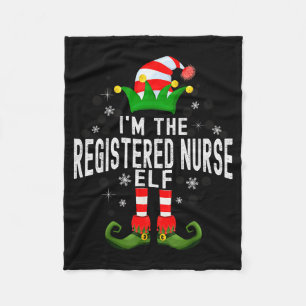 I'm The Registered Nurse Elf Christmas Family Pjs  Fleece Blanket