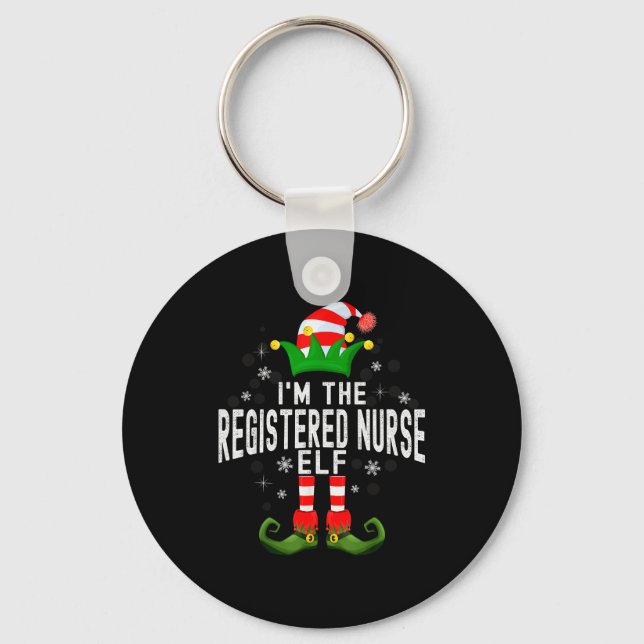 I'm The Registered Nurse Elf Christmas Family Pjs  Key Ring (Front)