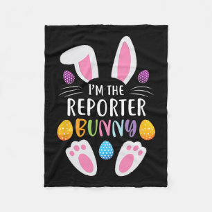 I'm The Reporter Bunny Funny Easter Day Rabbit  Fleece Blanket