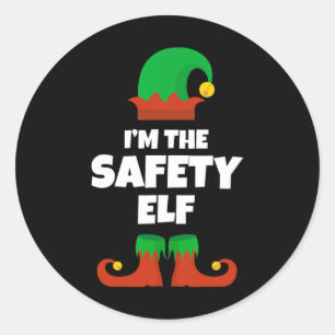 I'm The Safety Elf Family Pajama Christmas Funny  Classic Round Sticker