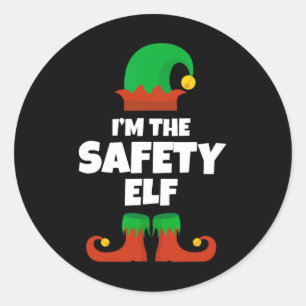I'm The Safety Elf Family Pajama Christmas Officer Classic Round Sticker