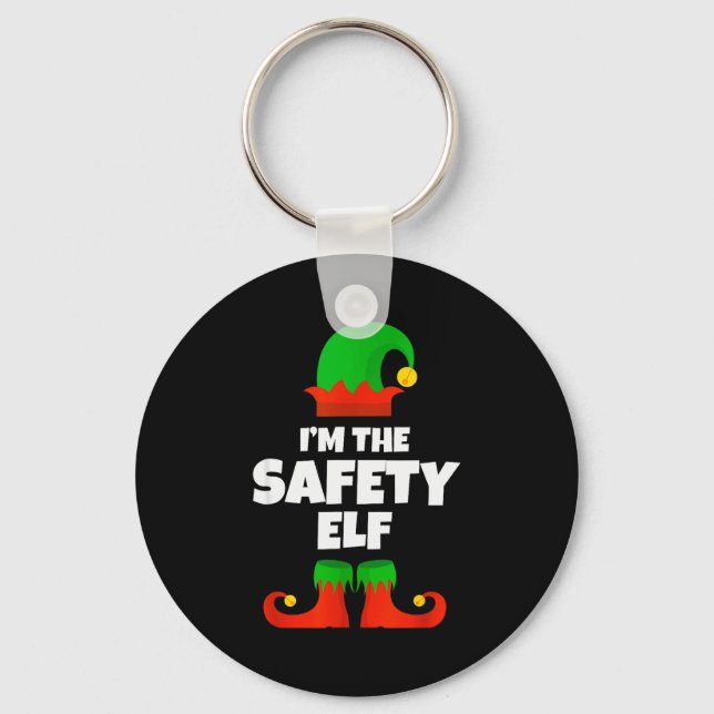 I'm The Safety Elf Family Pajama Christmas Officer Key Ring (Front)