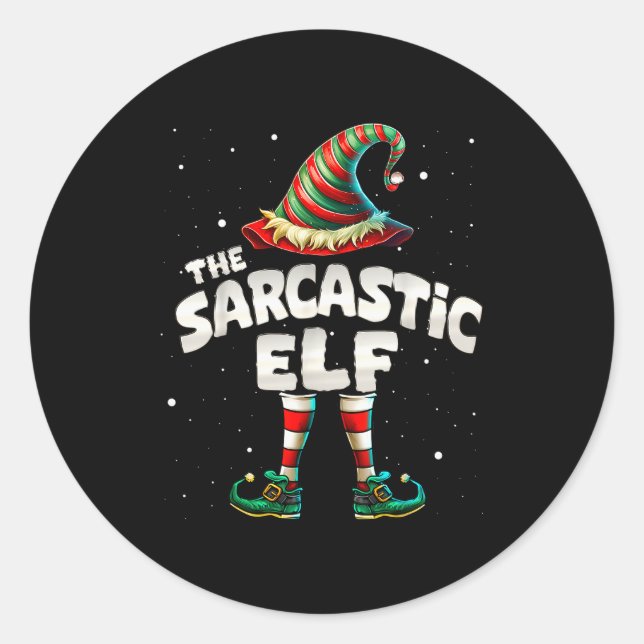 I'm The Sarcastic Elf Family Matching Group Christ Classic Round Sticker (Front)