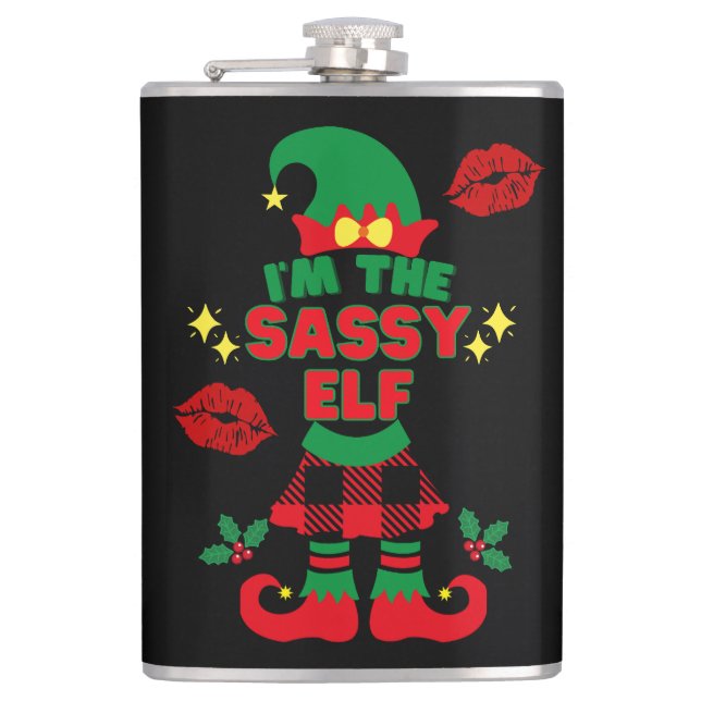 I'm the Sassy Elf Funny Christmas Hip Flask (Front)