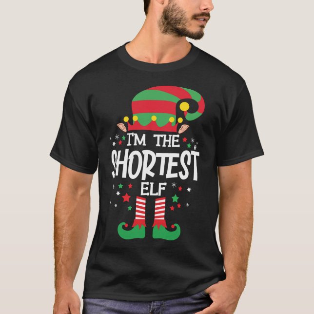 I'm the Shortest Elf Family Matching Christmas Paj T-Shirt (Front)
