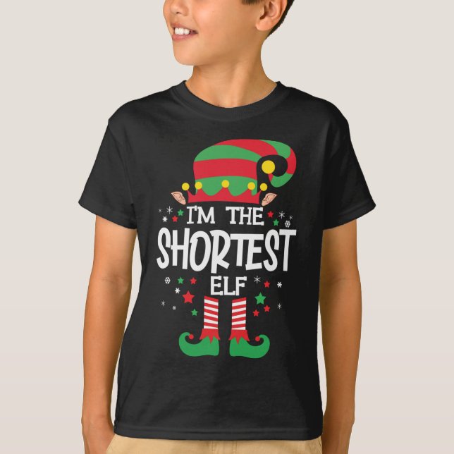 I'm the Shortest Elf Family Matching Christmas Paj T-Shirt (Front)