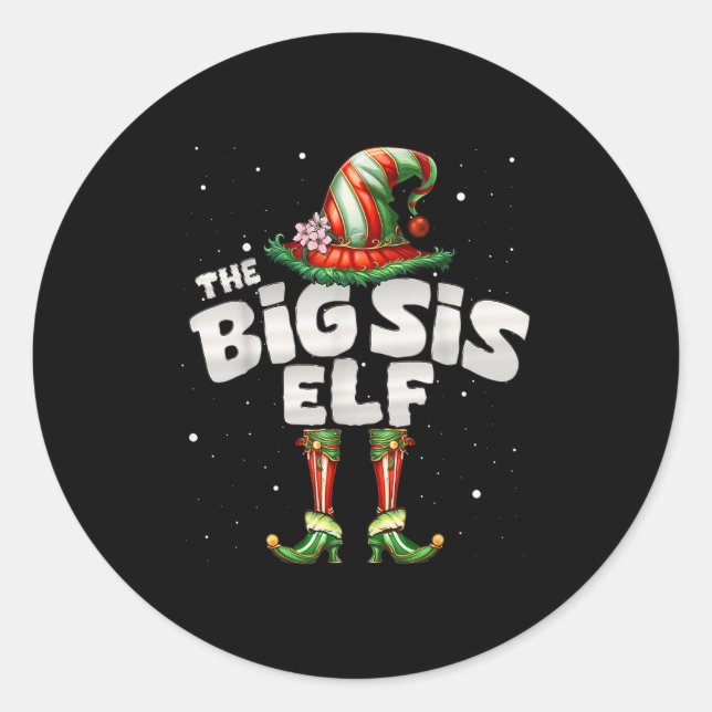 I'm The Sister Elf Family Matching Group Christmas Classic Round Sticker (Front)