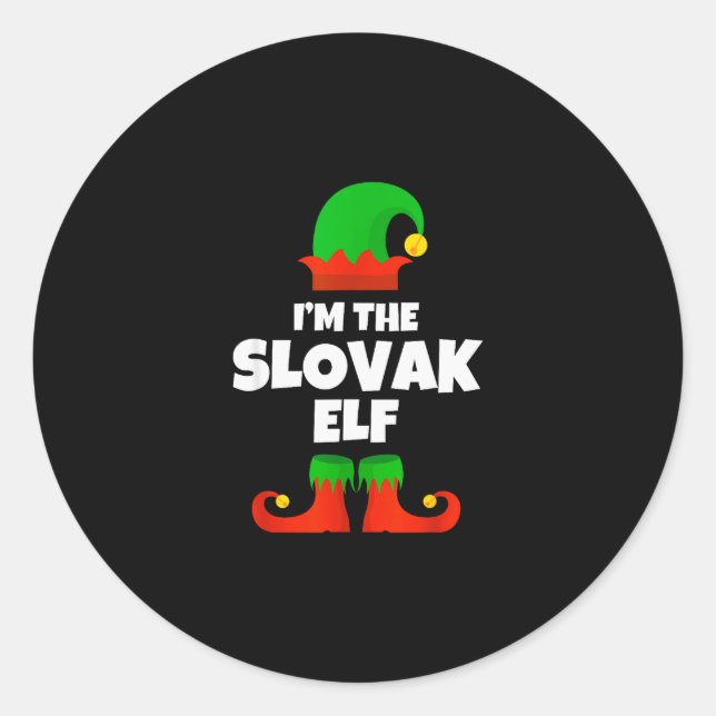 I'm The Slovak Elf Family Pajama Christmas Funny S Classic Round Sticker (Front)