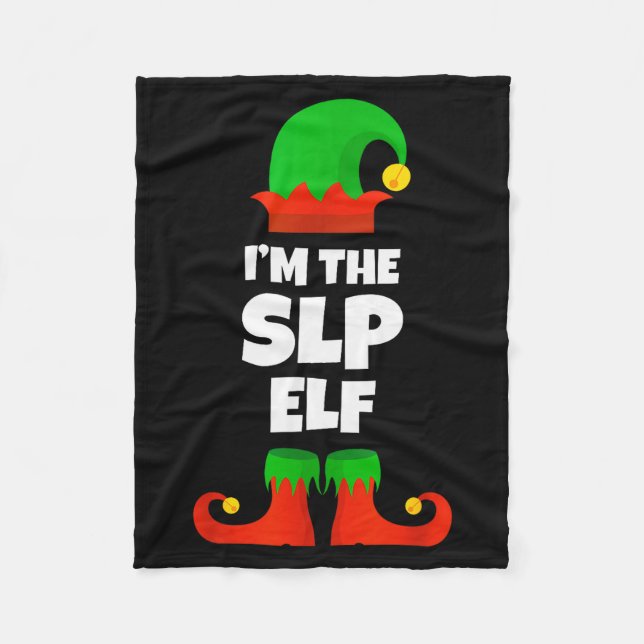 I'm The Slp Elf Family Pajama Christmas Speech Lan Fleece Blanket (Front)