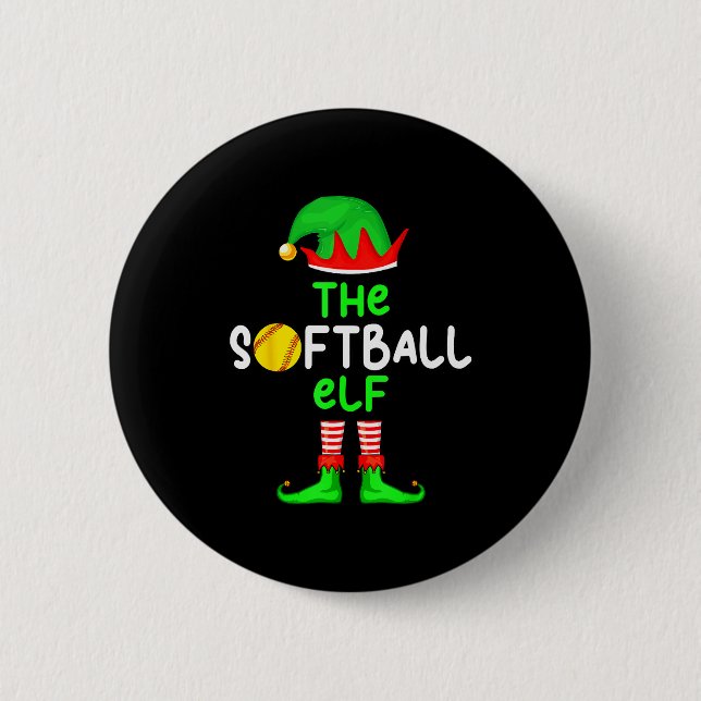 I'm The Softball Elf Christmas Family Matching Paj 6 Cm Round Badge (Front)