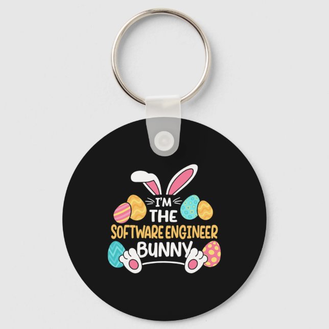 Im The Software Engineer Bunny Developer Easter  Key Ring (Front)