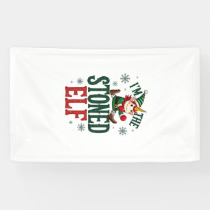 Im The Stoned Elf Vintage Christmas Dabbing Unicor Banner