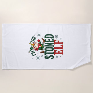 Im The Stoned Elf Vintage Christmas Dabbing Unicor Beach Towel