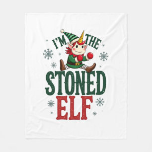 Im The Stoned Elf Vintage Christmas Dabbing Unicor Fleece Blanket