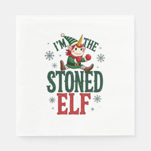 Im The Stoned Elf Vintage Christmas Dabbing Unicor Napkin