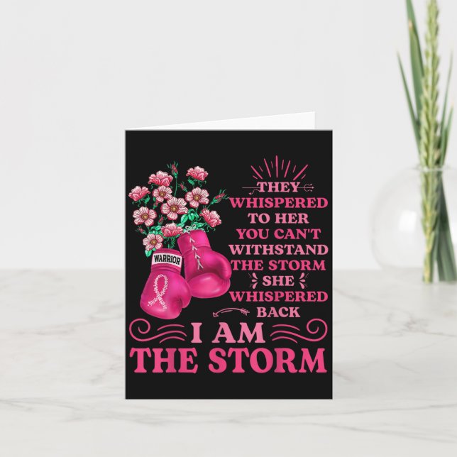 Im The Storm Boxing Warrior Pink Ribbon Women Brea Card (Front)