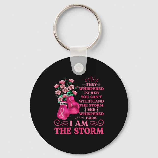 Im The Storm Boxing Warrior Pink Ribbon Women Brea Key Ring (Front)