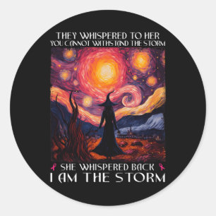 I'm The Storm Breast Cancer Witch Halloween Starry Classic Round Sticker
