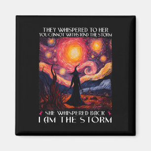 I'm The Storm Breast Cancer Witch Halloween Starry Magnet