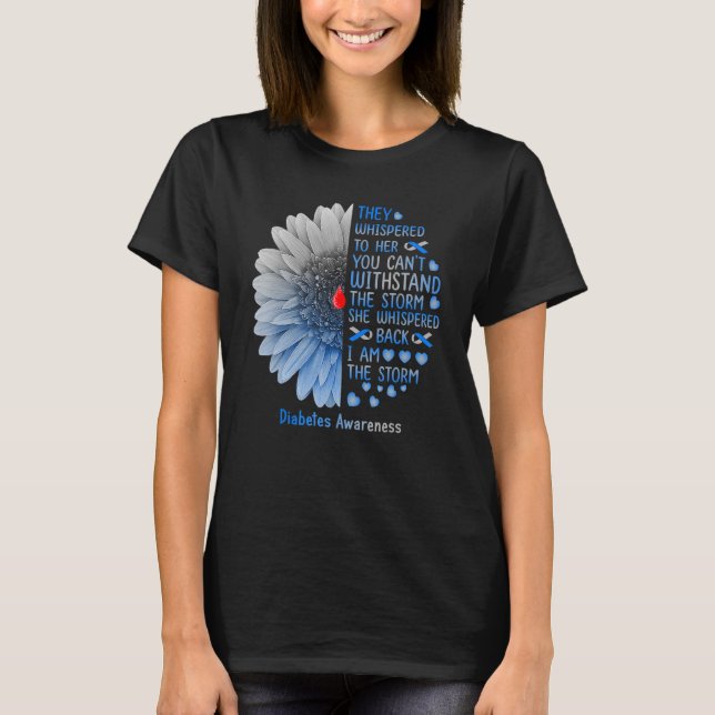 I'm The Storm Diabetes Awareness Blue & Gray Ribbo T-Shirt (Front)
