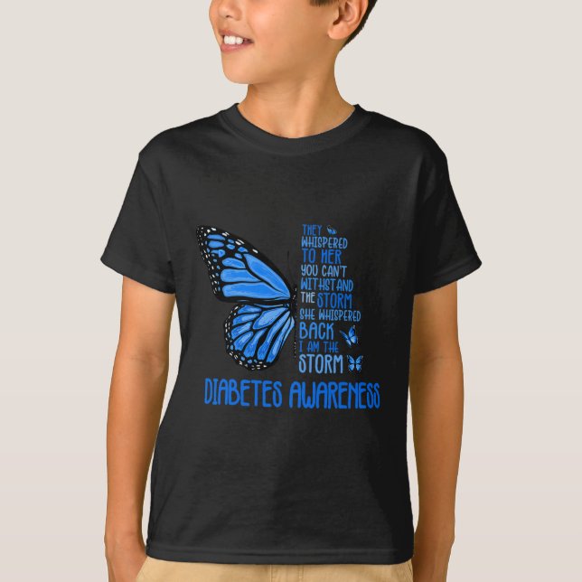 I'm The Storm Strong Butterfly Blue T1D Diabetes A T-Shirt (Front)