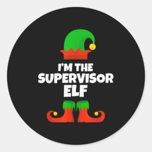 I'm The Supervisor Elf Family Pajama Christmas Fun Classic Round Sticker