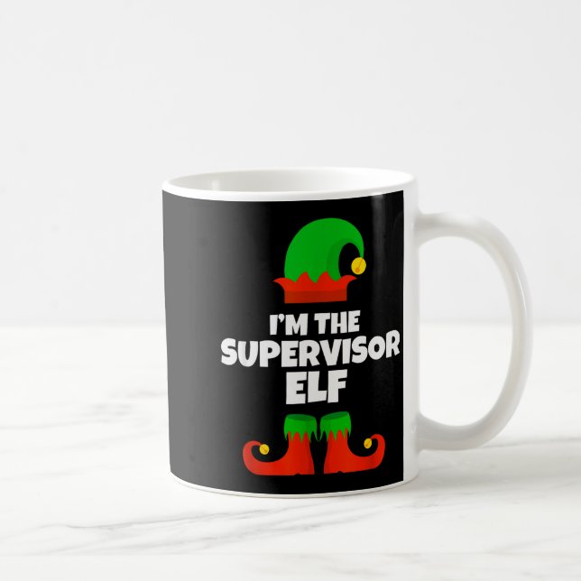 I'm The Supervisor Elf Family Pajama Christmas Fun Coffee Mug (Right)